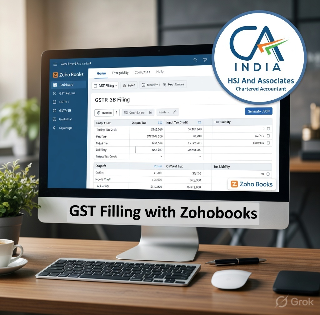 Zoho Books GST Filing Made Simple & Error-Free | HSJ and Associates, CA in Udaipur